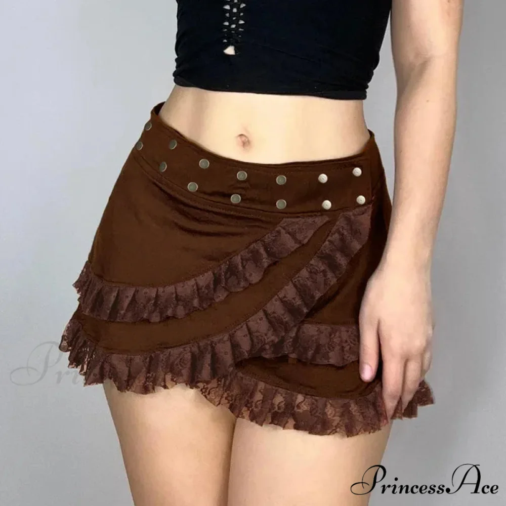 Lacy Frilled Tan Skirt - Image 4