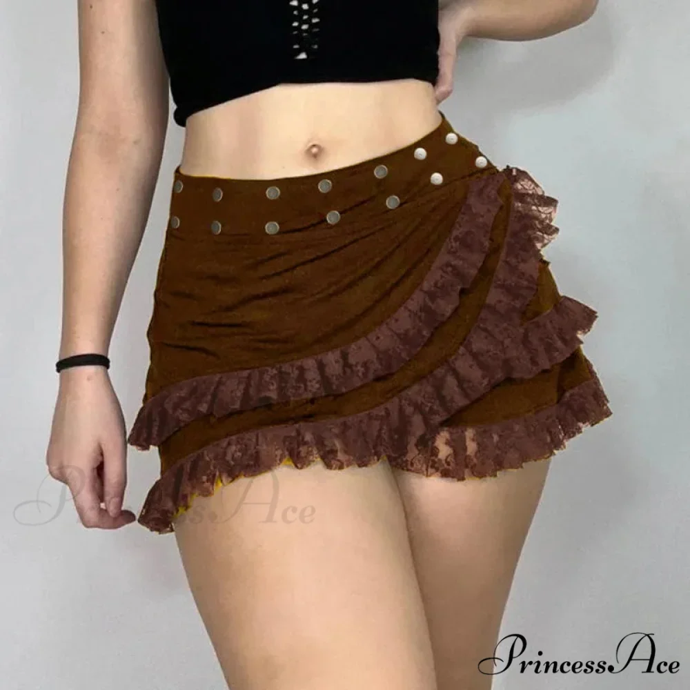 Lacy Frilled Tan Skirt - Image 5