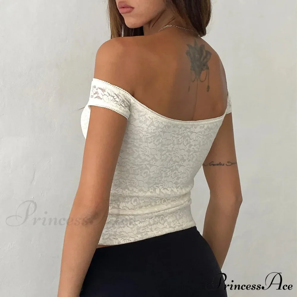 Lacy Lace Envelop Milkmaid Crop Top - Image 2