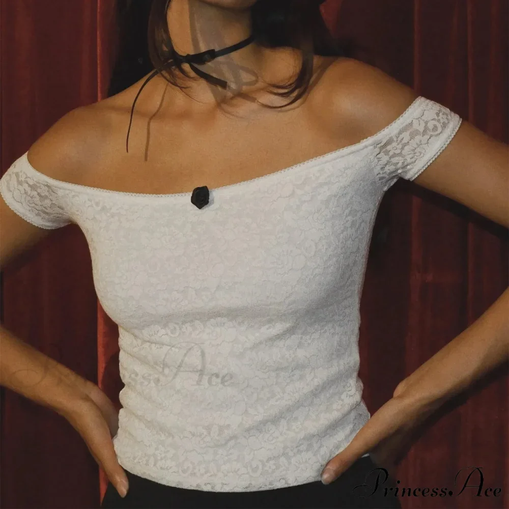 Lacy Lace Envelop Milkmaid Crop Top - Image 3