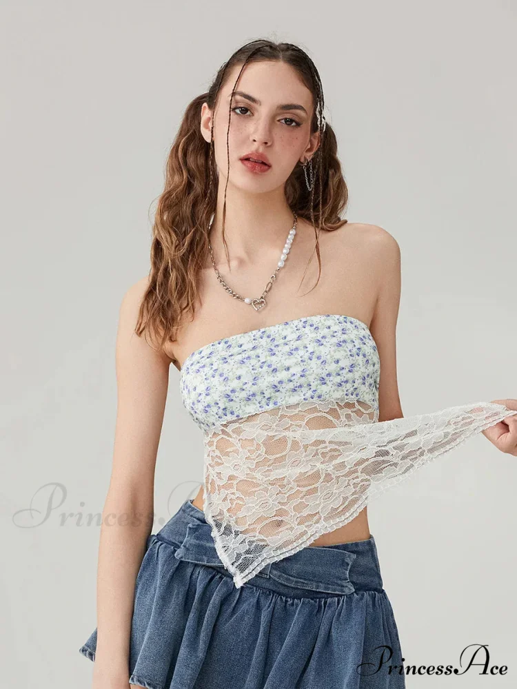 Lacy Mesh Transparent Strapless Backless Tie-up Tube Top - Image 5