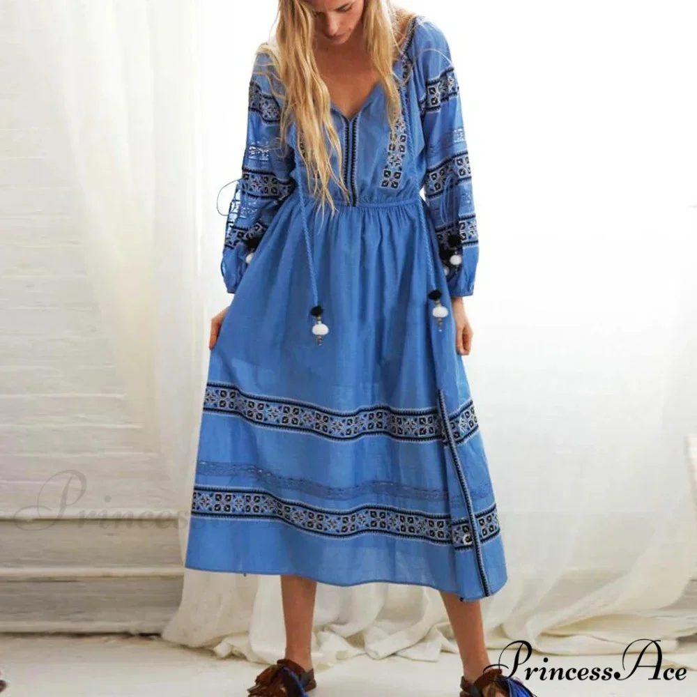 Lantern Extended Sleeve Lace Maxi Boho Dress - Image 4