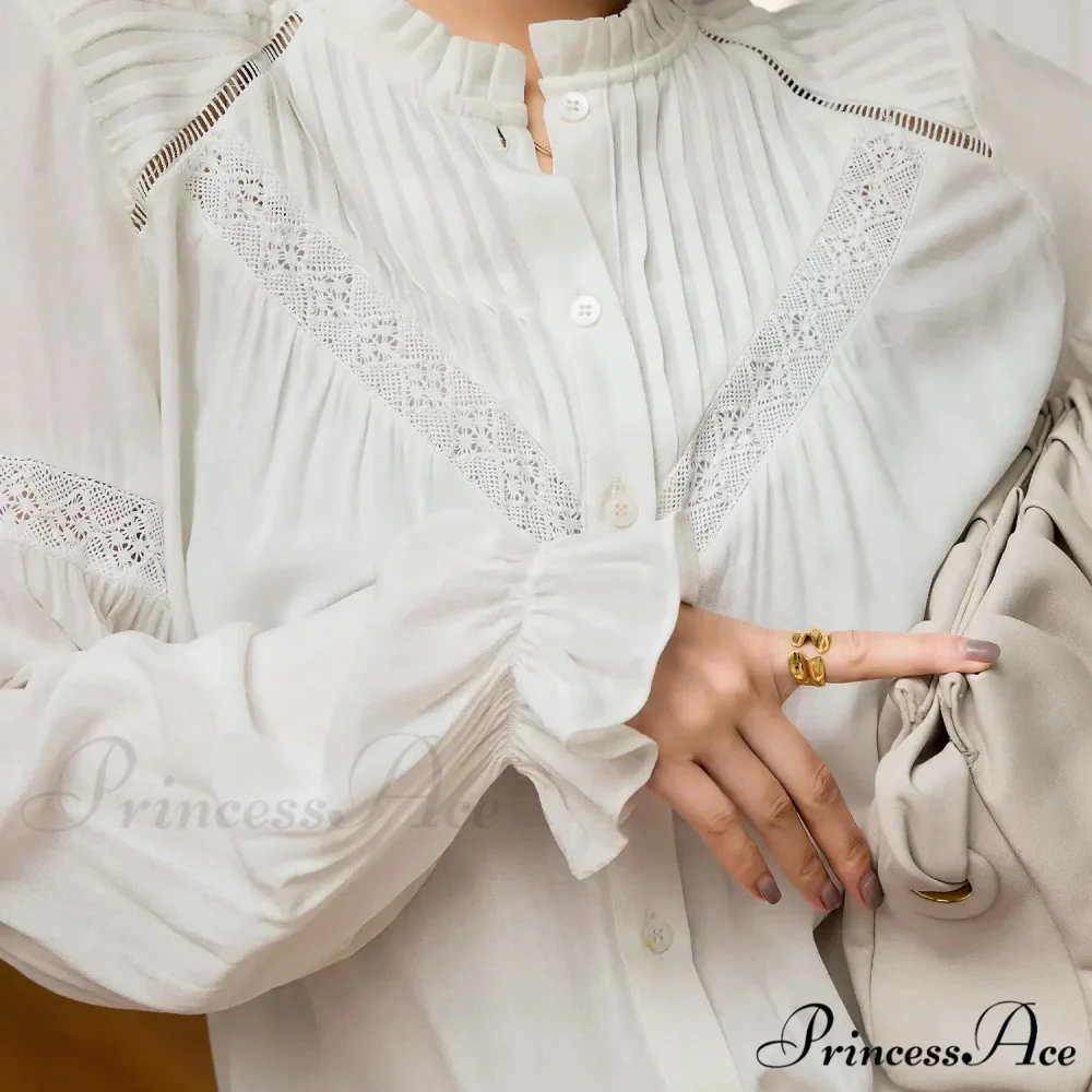 Lantern Sleeve Ivory Lace Celebration Cotton Bohemian Top - Image 5