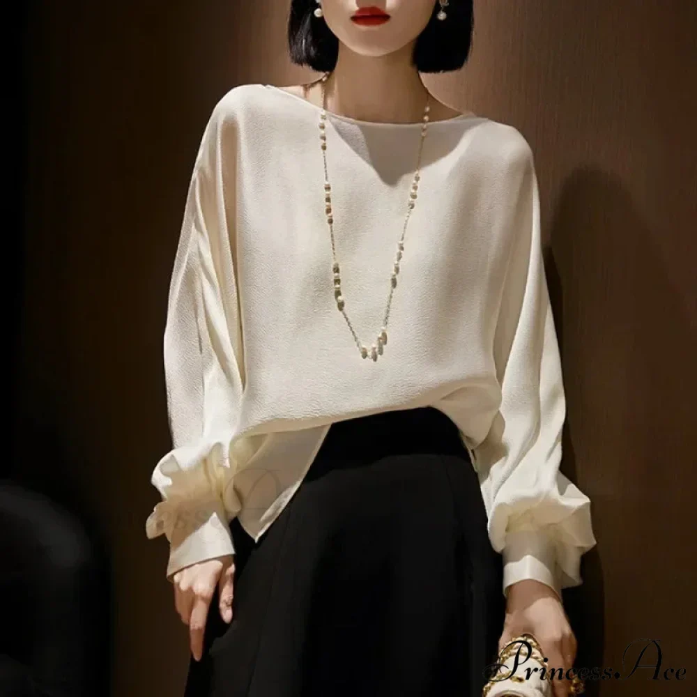 Lantern Sleeve Silk Informal Top Trendy Top - Image 2