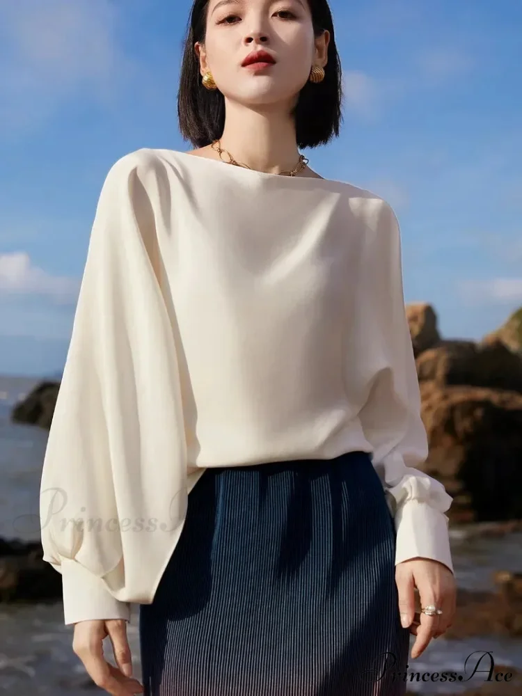 Lantern Sleeve Silk Informal Top Trendy Top - Image 3