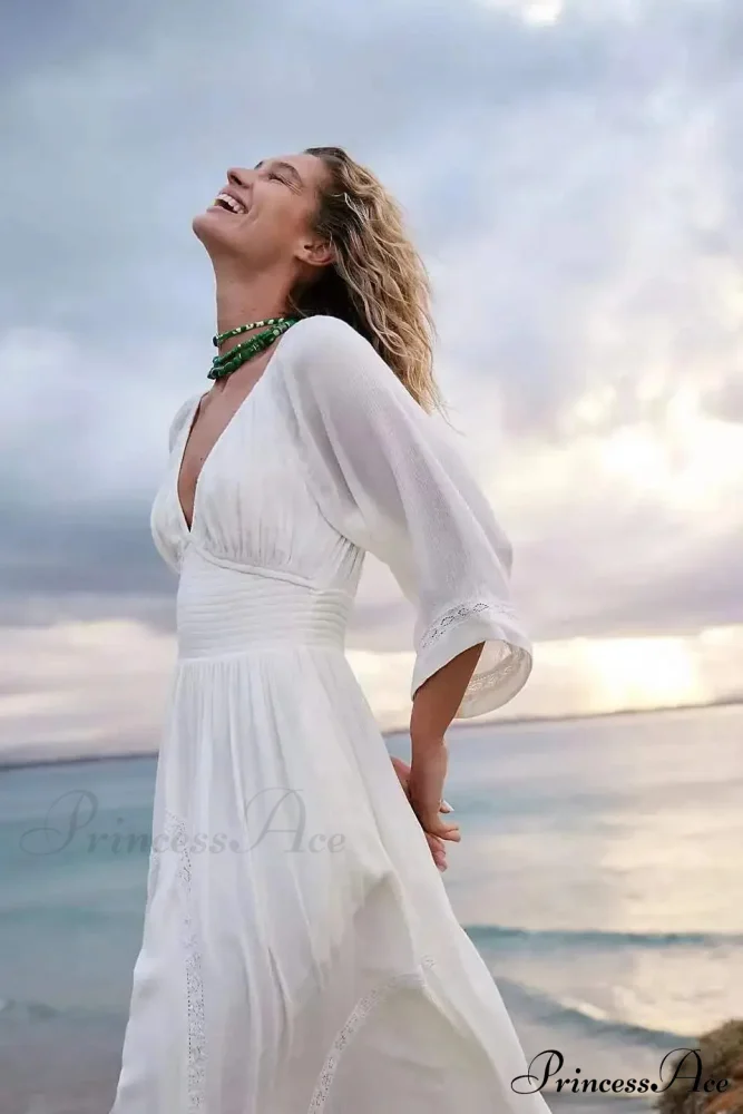 Large Backless Profound V Cotton Boho Dress - Image 2