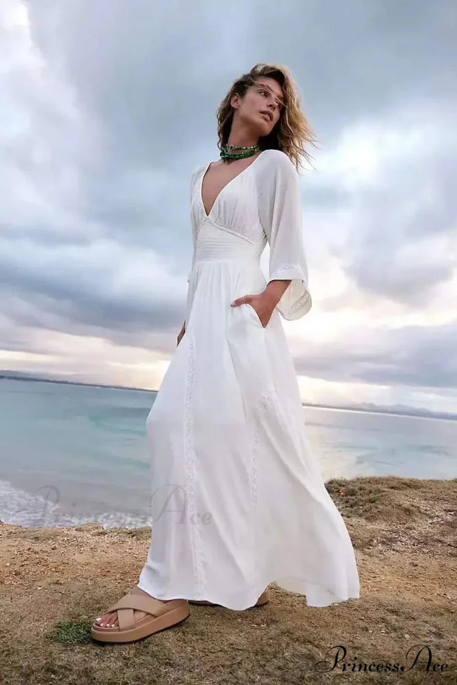 Large Backless Profound V Cotton Boho Dress - Image 3