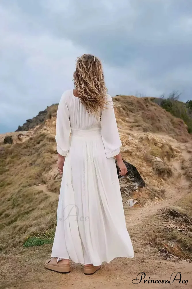 Large Backless Profound V Cotton Boho Dress - Image 4