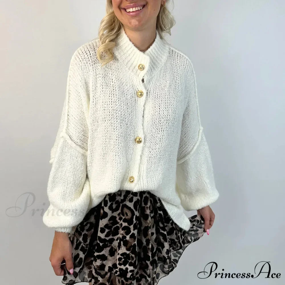 Large Button Up Bulky Knit Cardigan - Image 2