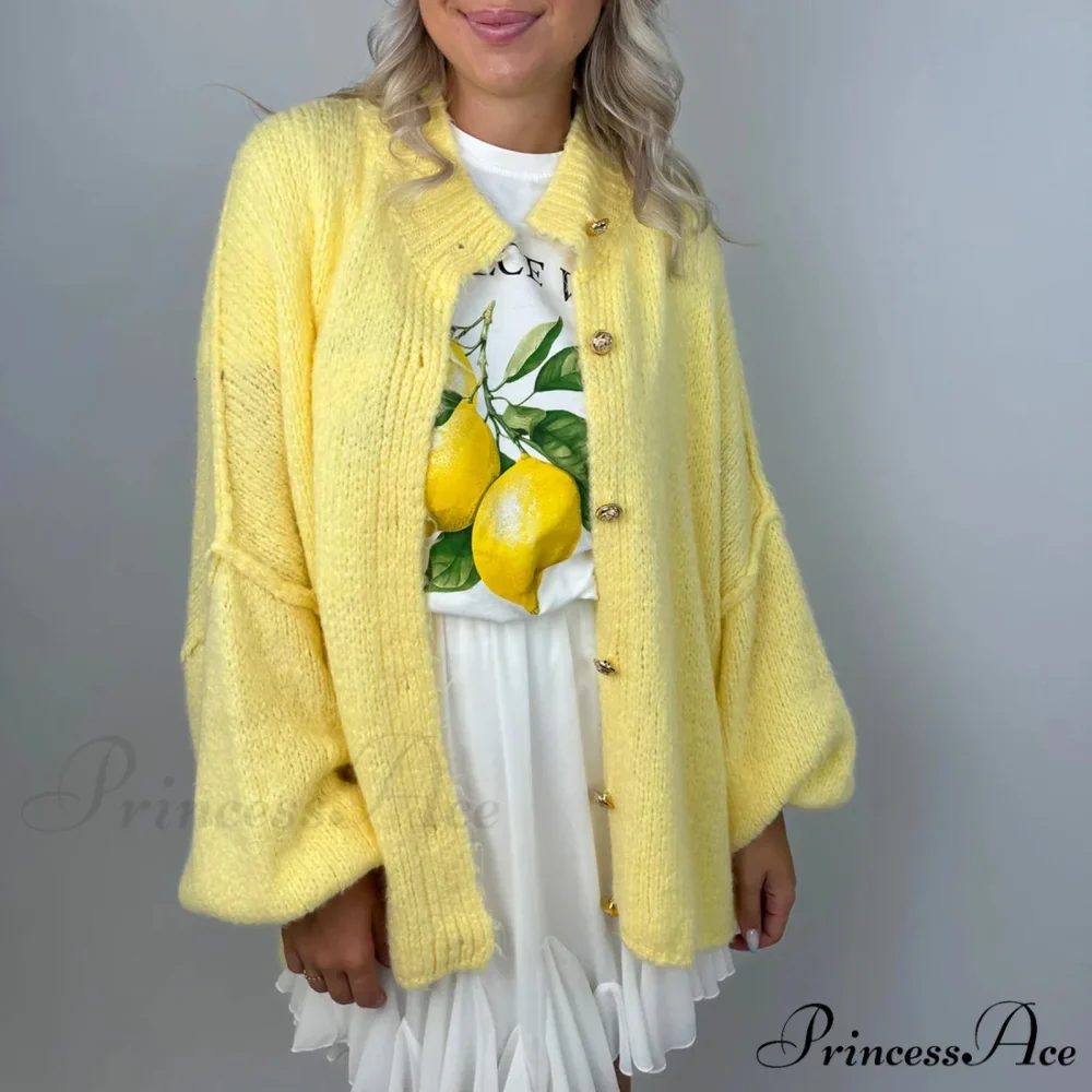 Large Button Up Bulky Knit Cardigan - Image 4