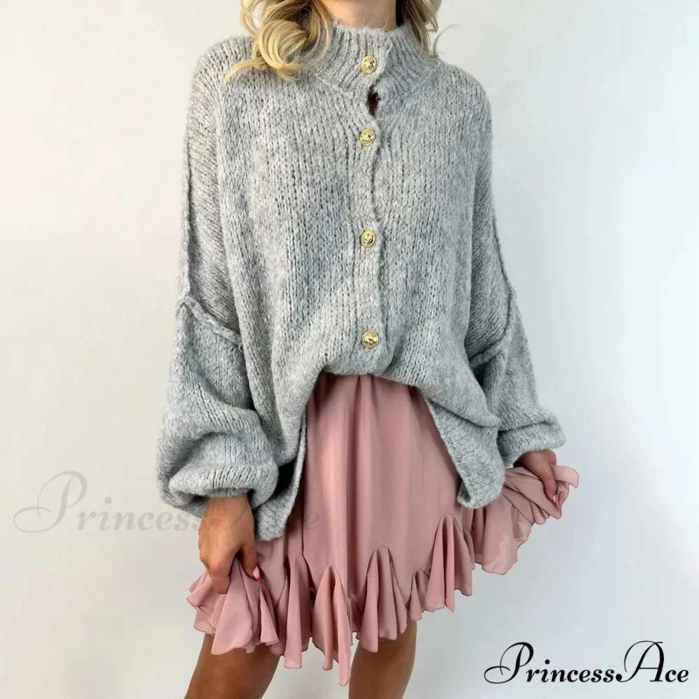 Large Button Up Bulky Knit Cardigan - Image 5