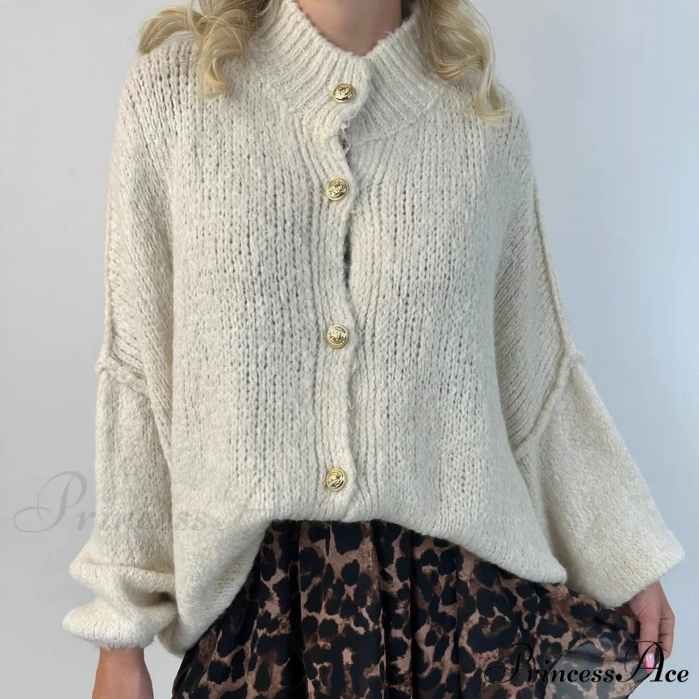 Large Button Up Bulky Knit Cardigan - Image 6