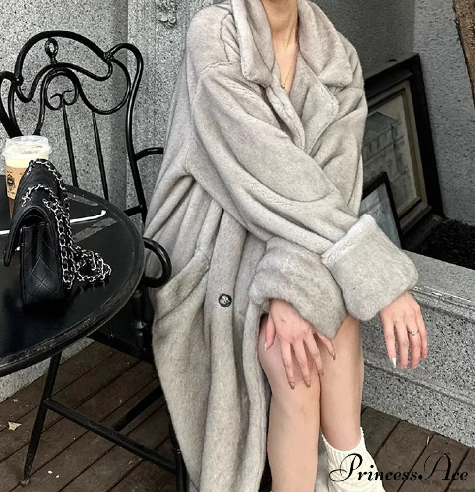 Large Faux Mink Fluffy Winter Overcoat - Image 3