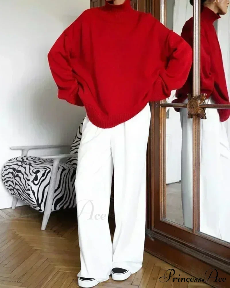 Large Retro Turtleneck Winter Sweater - Image 2