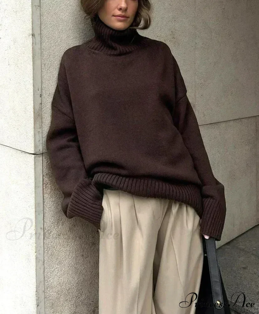 Large Retro Turtleneck Winter Sweater - Image 3