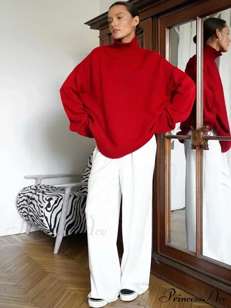 Large Retro Turtleneck Winter Sweater - Image 5