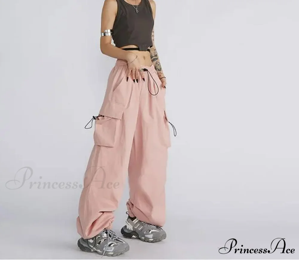Large Solid Cargo Drawstring Trousers - Image 3