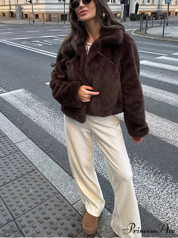Large Tan Fluffy Brief Jacket - Image 5