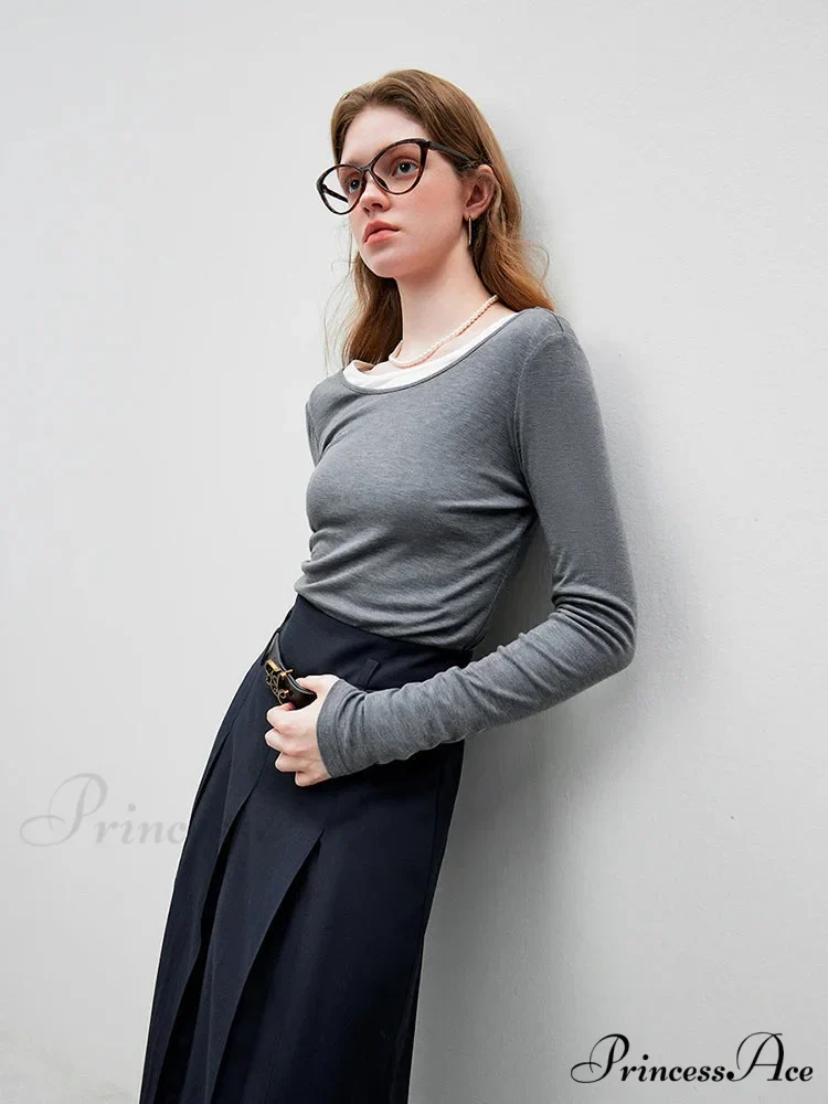 Large U - shaped Neckline Sleek Minimal Fundamental Jumper - Image 2
