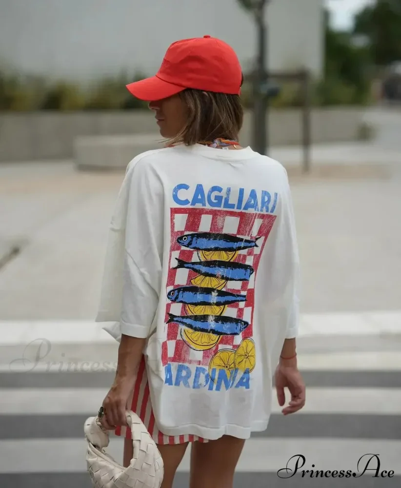 Large Y2K Summer Fish Graphic T-shirt - Image 4