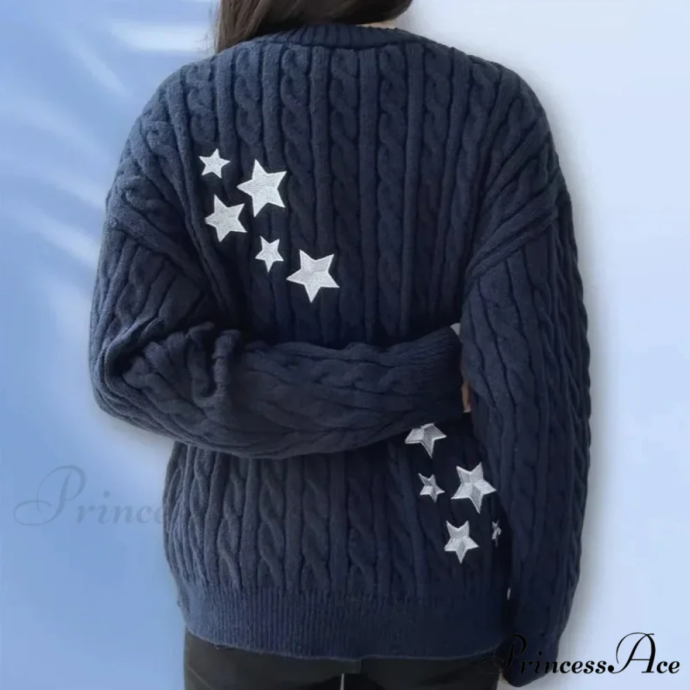 Late Night Navy Y2K Star Cardigan - Image 2