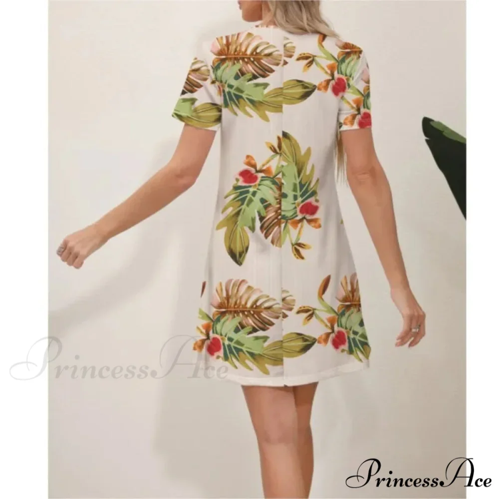 Latest Summer Fashion Floral Pattern Circular Neck Dress - Image 10
