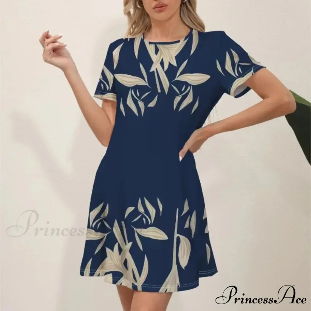 Latest Summer Fashion Floral Pattern Circular Neck Dress - Image 14