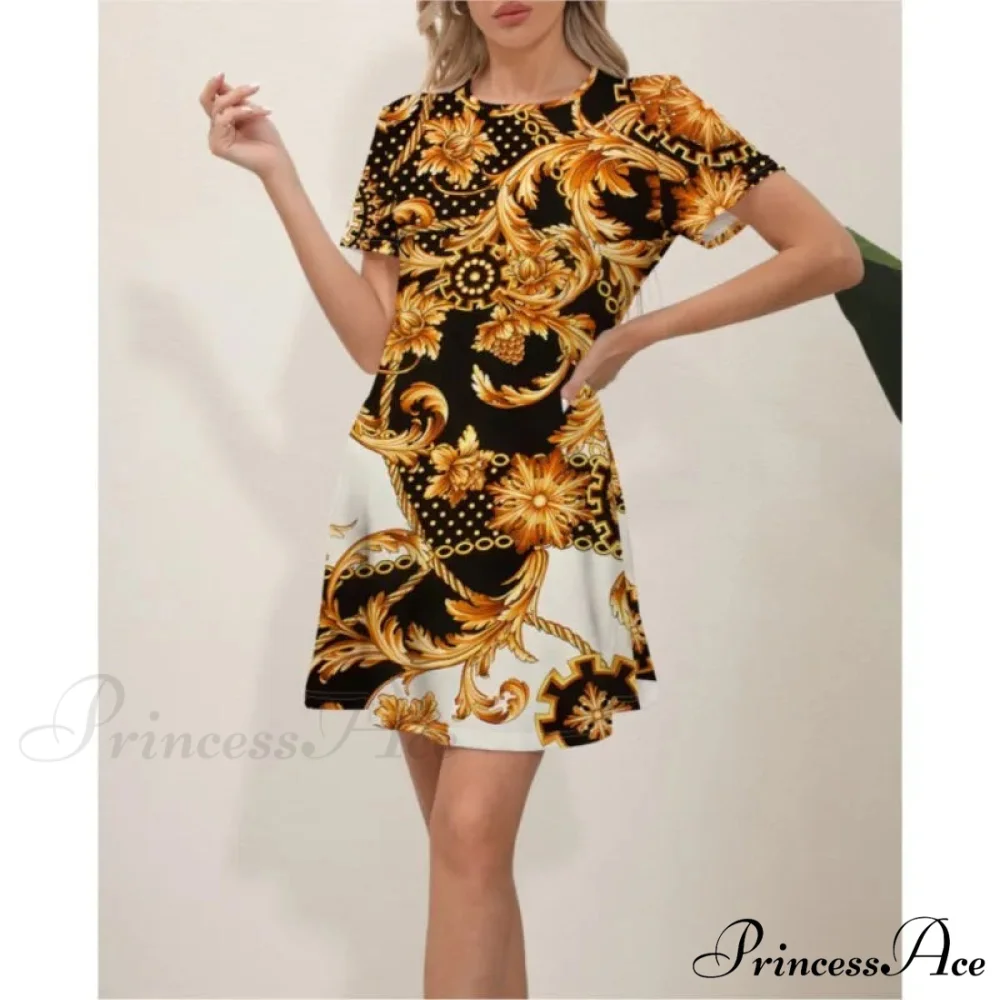 Latest Summer Fashion Floral Pattern Circular Neck Dress - Image 15