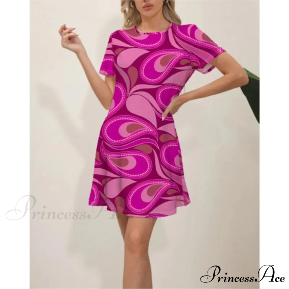 Latest Summer Fashion Floral Pattern Circular Neck Dress - Image 16