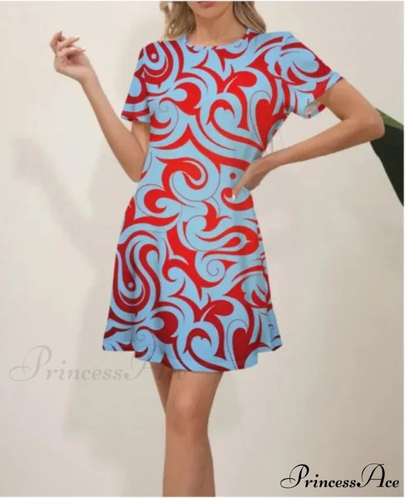 Latest Summer Fashion Floral Pattern Circular Neck Dress - Image 17