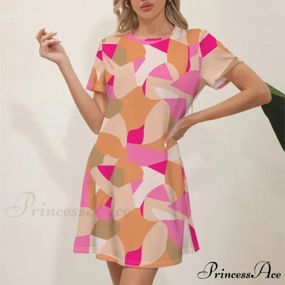 Latest Summer Fashion Floral Pattern Circular Neck Dress - Image 7