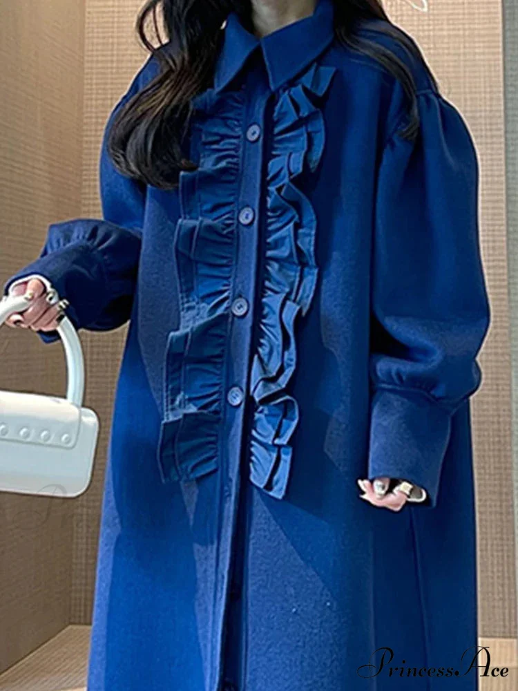 Lautaro Flounced Woolen Lantern Sleeve Overcoat - Image 3