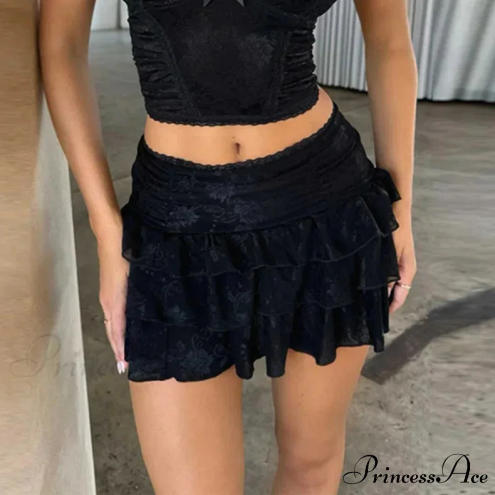 Layered Blossom Lace Mini Skirt - Image 2