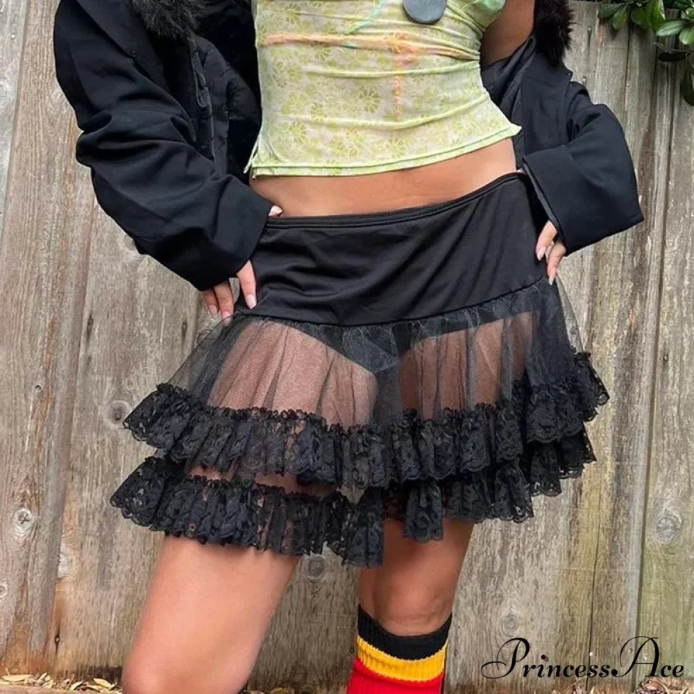 Layered Lace Flounced Retro Skirt - Image 2
