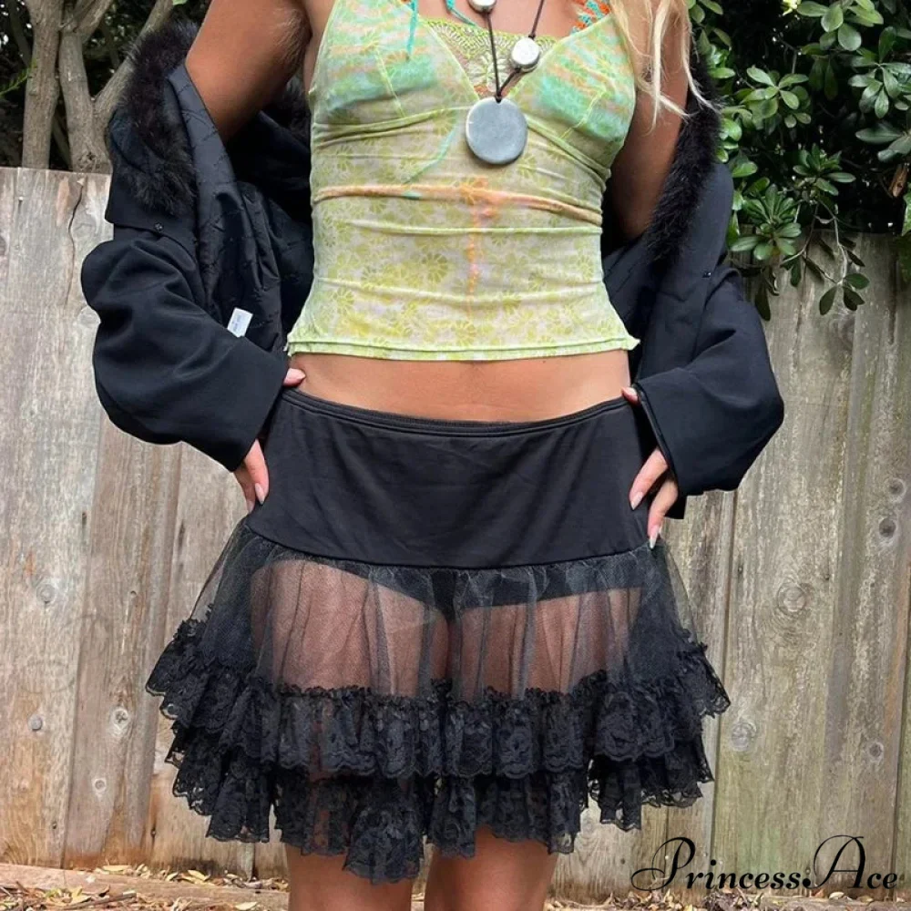 Layered Lace Flounced Retro Skirt - Image 3