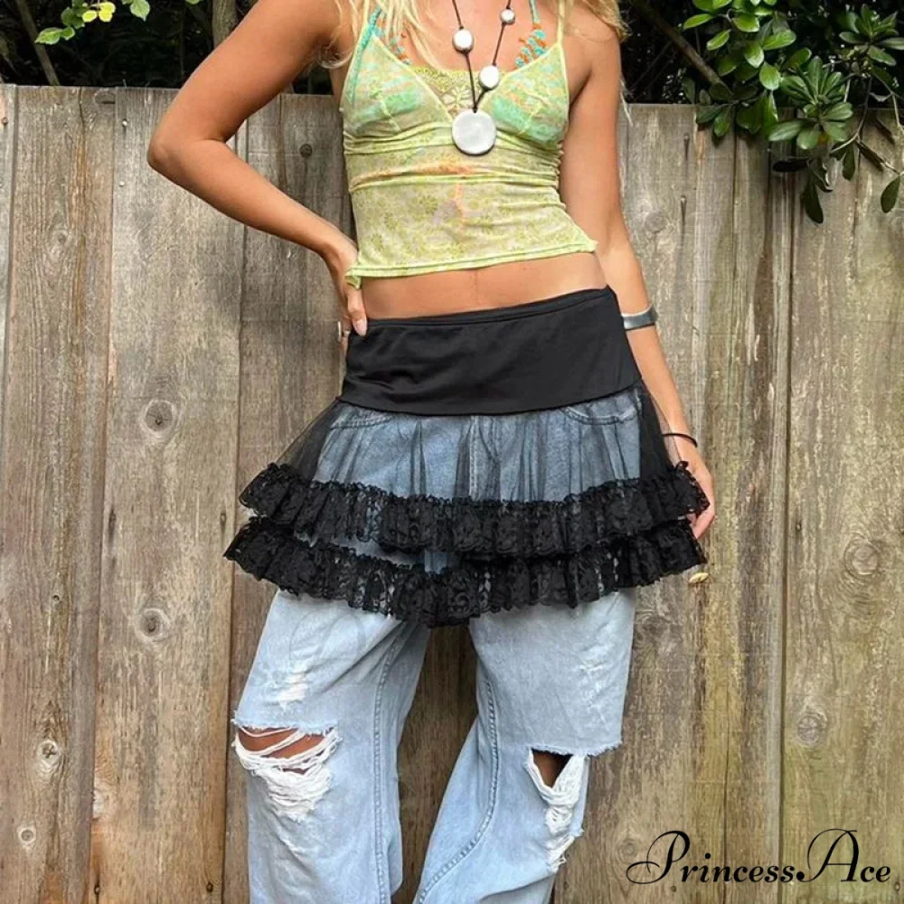 Layered Lace Flounced Retro Skirt - Image 5