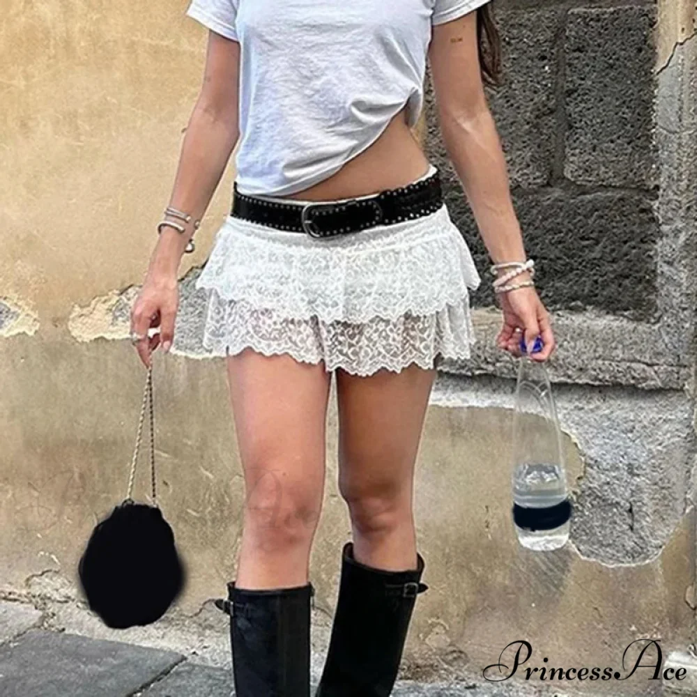 Layered Lace Lower Waist Skirt - Image 2
