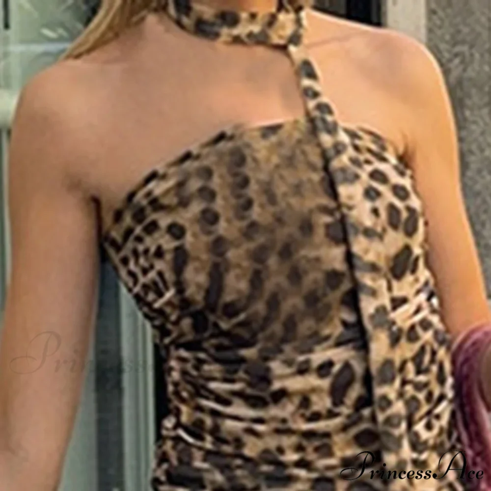 Leopand Gathered Scarf Crop Top - Image 4