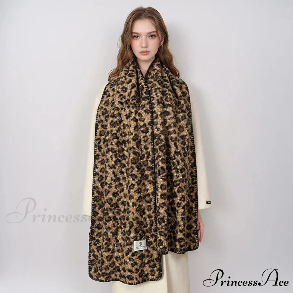 Leopard Pattern Cashmere Pashmina Scarf - Image 2