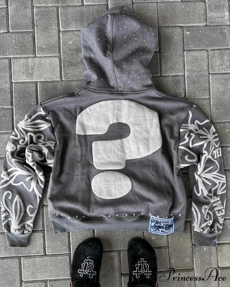 Letter Design Zip Hoodie - Image 3