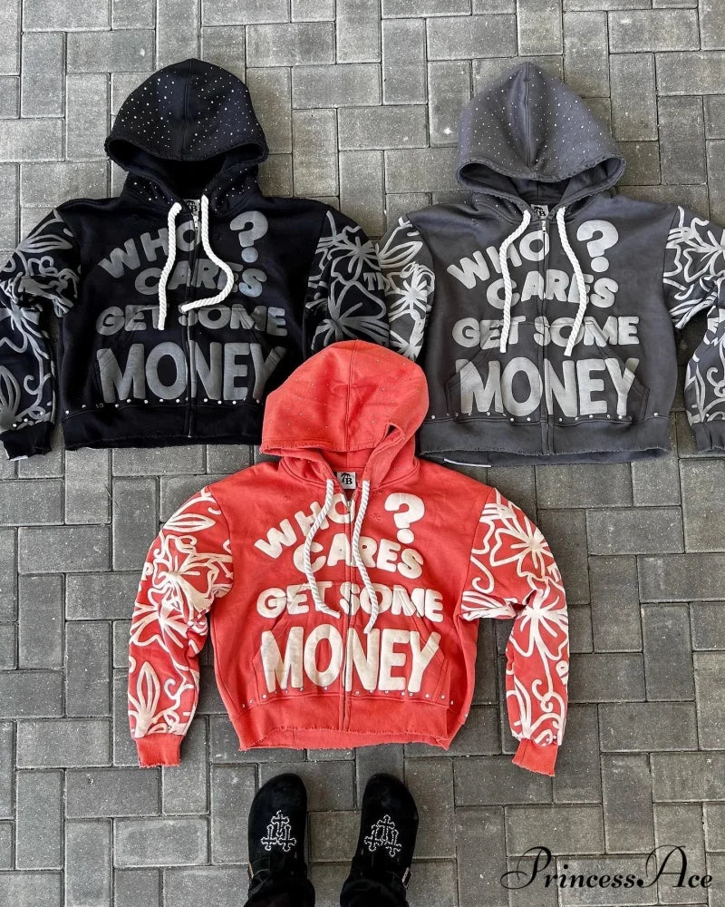 Letter Design Zip Hoodie - Image 4