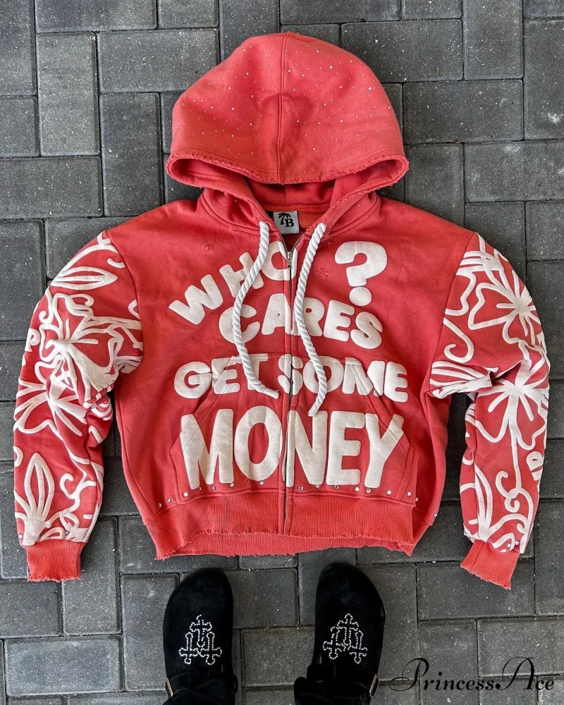 Letter Design Zip Hoodie - Image 5