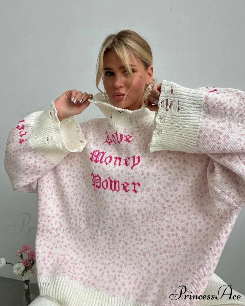 Letter Embroidery Inactive Style Sweater - Image 9