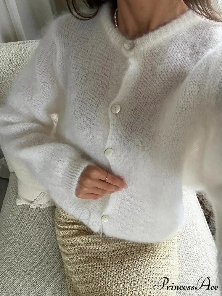 Light Long Sleeve Solid Knit Cardigan - Image 2