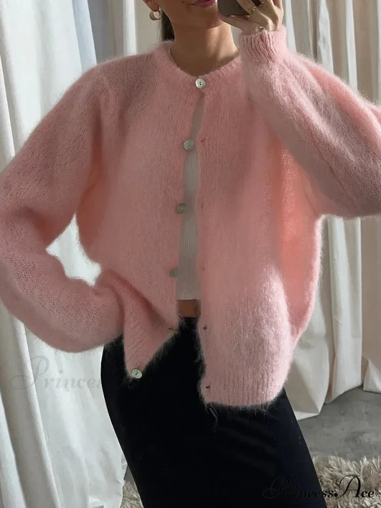 Light Long Sleeve Solid Knit Cardigan - Image 3
