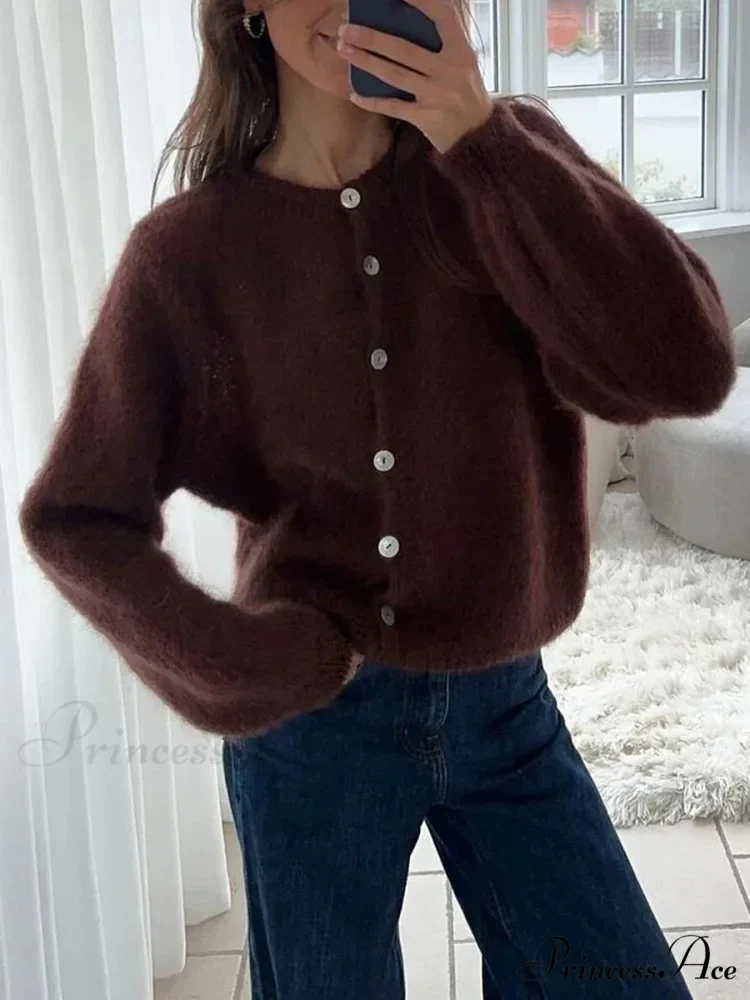 Light Long Sleeve Solid Knit Cardigan - Image 4