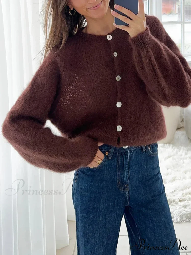 Light Long Sleeve Solid Knit Cardigan - Image 6