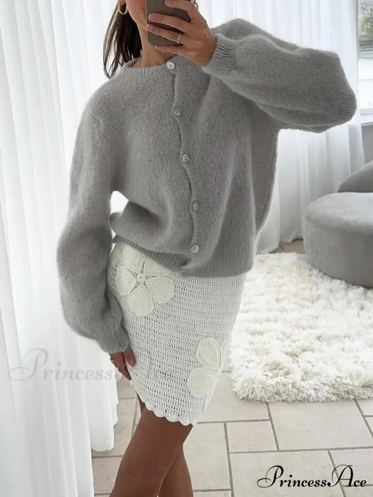 Light Long Sleeve Solid Knit Cardigan - Image 7