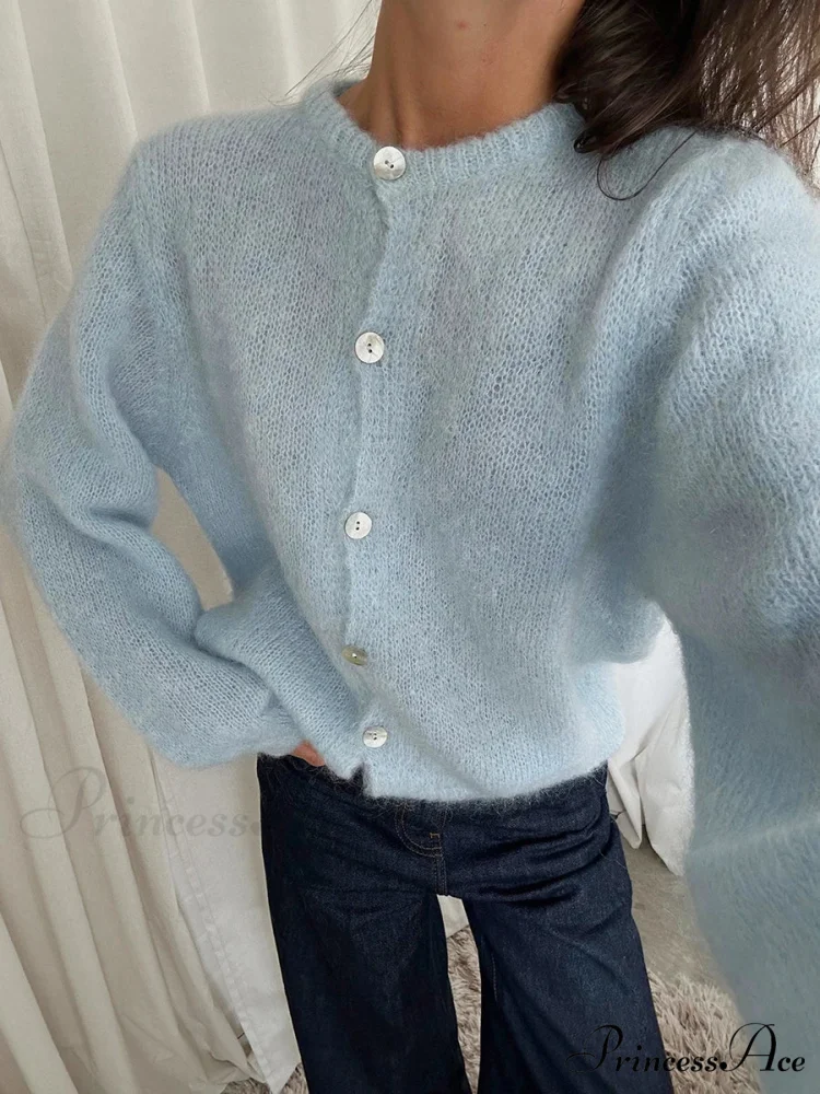 Light Long Sleeve Solid Knit Cardigan - Image 9