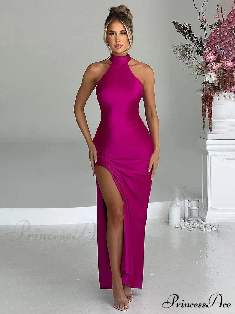 Long Extended Holiday Dress Women Halter - Image 3